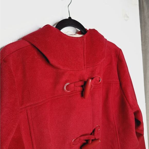 Pendleton Rosyln Women's XL Duffel Peacoat Hooded Wool Blend Coat Toggle Red - Picture 10 of 12